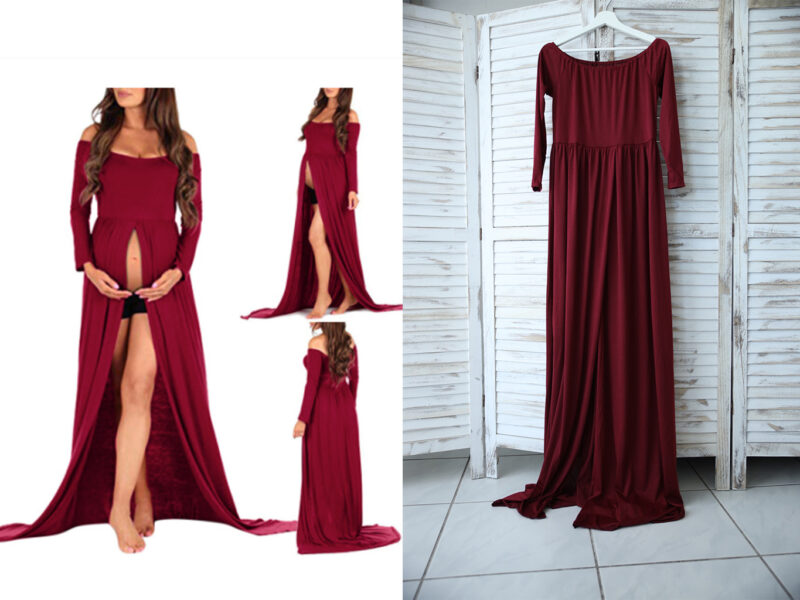 6_Kleid Weinrot Stoff